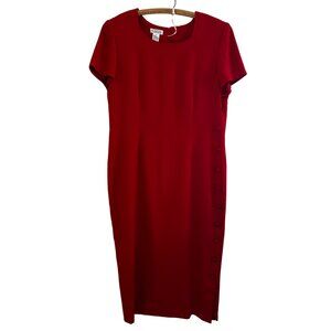 Vintage Talbots Red Maxi Cocktail Sheath Dress Button Down Red Size 16